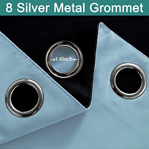 Sky Blue 100% Blackout Curtains 96 Inches Long 52" Wide 2 Panel (52"W x 96"L (Pack of 2) / Sky Blue)