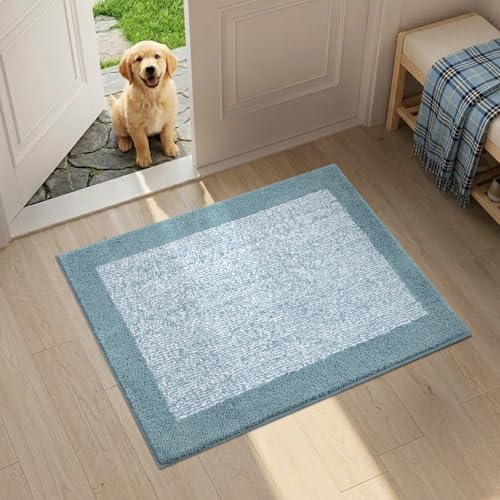Bathroom Rugs 24x17 Non Slip Washable (Dusty Blue / 1'5" x 2' (Rectangular))