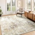 Washable 4'x6' Abstract Area Rug for Living Room Neutral Brown (Gray/Neutral Brown / 4' x 6' (Rectangular))
