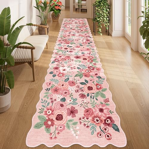 2.6x12 Washable Runner Rug (Pink (Big) / 2'6" x 12' (Rectangular))