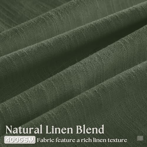 Olive Green Linen Pinch Pleated Light Filtering Curtains 84 Inches Long (Olive Green / 40"W x 84"L (Pack of 2))