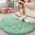 Mint Green Round Rugs for Bedroom (4 Ft Round / Mint Green)