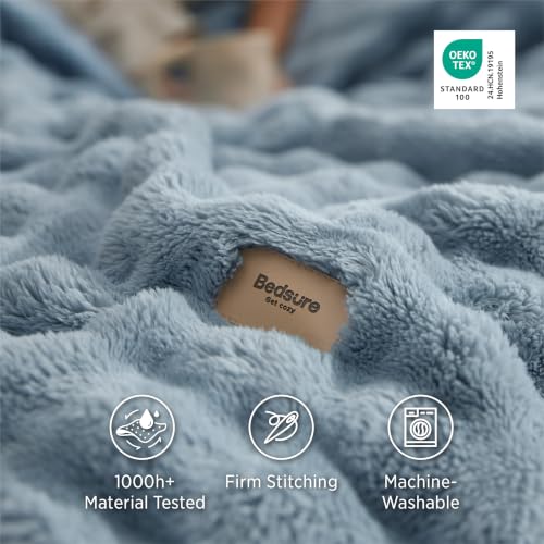 Cloud Bubble Fleece Twin Blanket for Bed (03 Celestial Blue / Twin (60" X 80"))