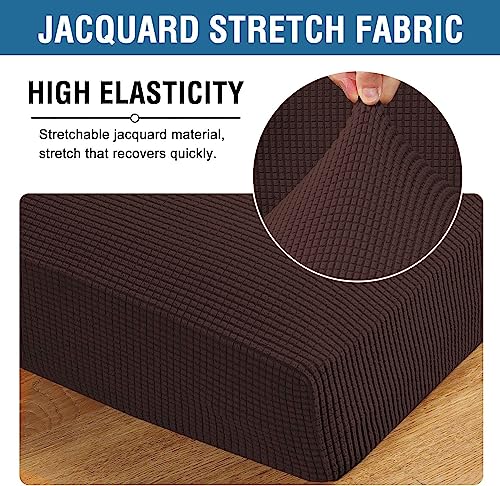 Super Stretch Individual Chaise Cover Sectional Couch Covers for L Shaped Sofa Both Left (Chocolate / Chaise Cover)