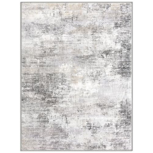 Abstract Area Rug 3x4 Ft Washable Rugs for Entryway Indoor (Ash Grey/Beige / 3' x 4' (Rectangular))