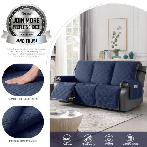 100% Waterproof Recliner Sofa Covers 3 Seater (Navy Blue / 3 Seater Standard)