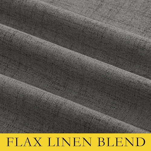 Grizzle Gray Vintage Linen 100% Blackout Curtains for Dining Room (42"W x 54"L (Pack of 2) / Grizzle Gray)