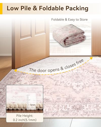 Washable Area Rug (Pink / 2'6" x 8' (Rectangular))
