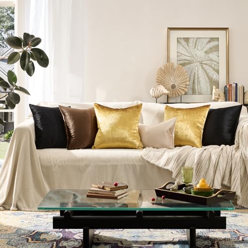 Gold Velvet Pillow Covers 20x20 Decorative Pillows Pack of 2 (Gold / 20" x 20" (Pack of 2))