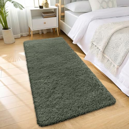 2x8 Machine Washable Runner Rugs for Hallway (2x8 Ft / Olive Green)