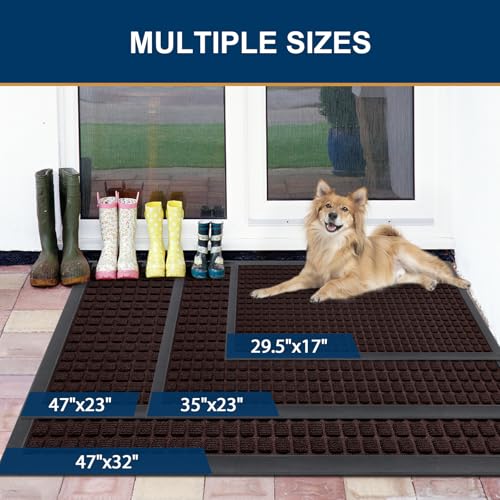 Front Door Mat Outside Entrance (Brown / 59" X 34")