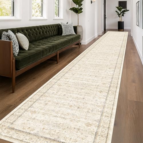 Sand Beige Washable 3x20 Extra Long Hallway Runner Rug (3' x 20' (Runner) / Light Sand Beige)