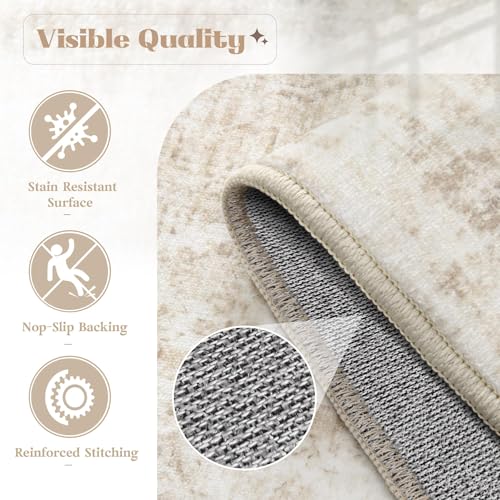 Area Rug 10x12 Washable Rug (Beige / 10' x 12' (Rectangular))