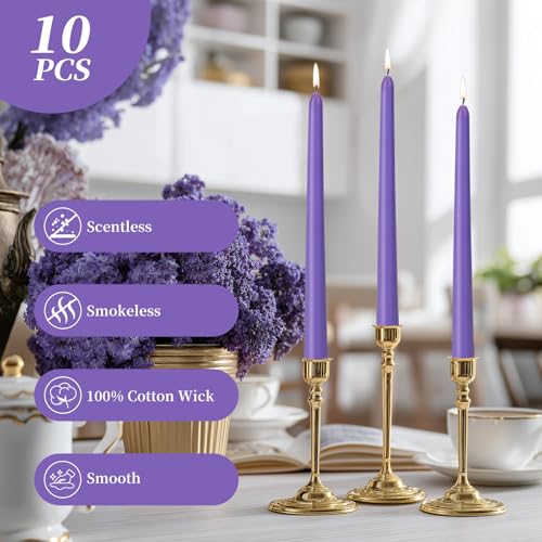 0.87×10 Inch Violet Taper Candles (Violet)