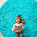 Teal Blue Round Rugs for Bedroom (7 Ft Round / Teal Blue)