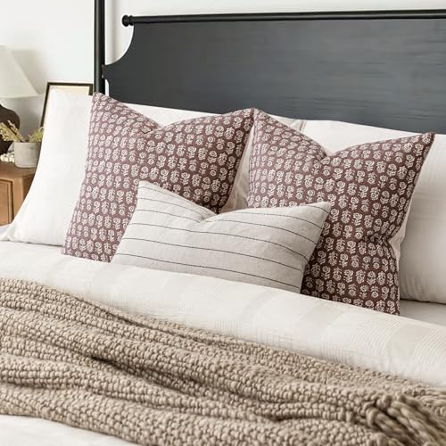 Decorative Floral Print Throw Pillow Covers 18×18 Inch (18" x 18" (Pack of 2) / Withered Rose)