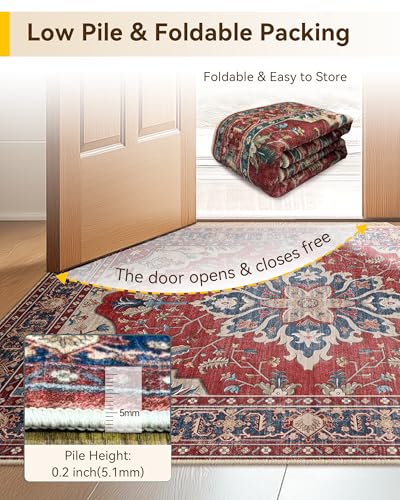 Washable Area Rug (Red/Blue / 2'6" x 4' (Rectangular))