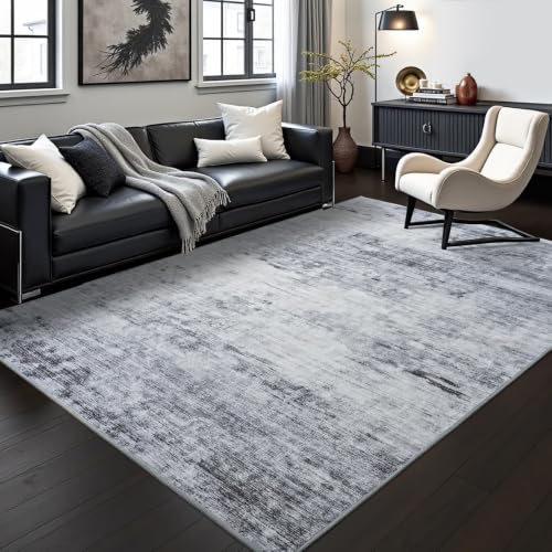 Washable 5x7 Grey Area Rug with Non (Light Neutral Gray / 5' x 7' (Rectangular))