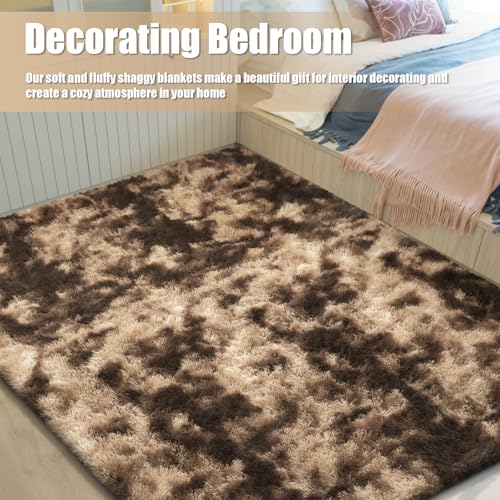 4x6 Area Rug for Bedroom (Mottling Coffee / 4' x 6' (Rectangular))