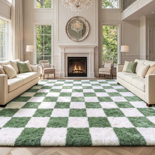Large Area Rugs for Living Room Bedroom (Green and White / 9' x 12' (Rectangular))