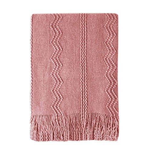 Coral Pink Throw Blanket 50x60 Inch Knitted Soft Throw Sofa Blanket (Coral Pink / 50"x60")