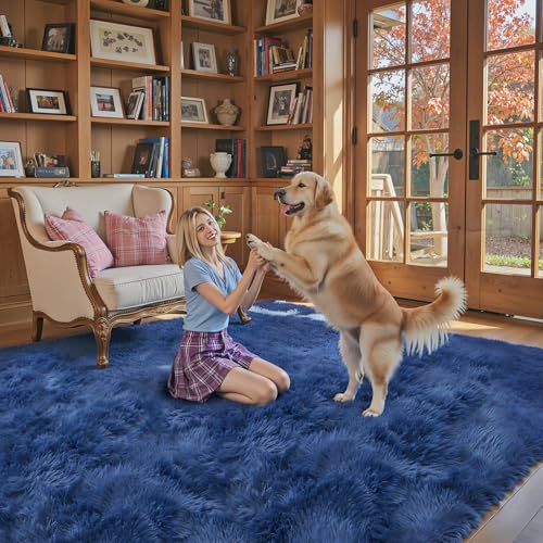 5x8 Royal Blue Shag Area Rug for Living Room (Royal Blue / 5' x 8' (Rectangular))