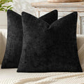 Decorative Couch Throw Pillow Covers 16x16 Inch Black 2 Pack (16" x 16" (Pack of 2) / Black)