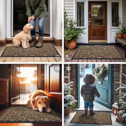 Front Door Mat Outside Entrance (Brown / 47" X 32")