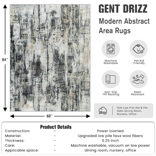 5x7 Area Rugs for Living Room (Black Grey/Gold / 5' x 7' (Rectangular))