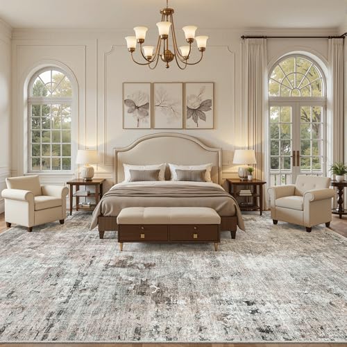 10x14 Area Rugs for Living Room Washable Rug Abstract Pink (Pink/Grey / 10' x 14' (Rectangular))