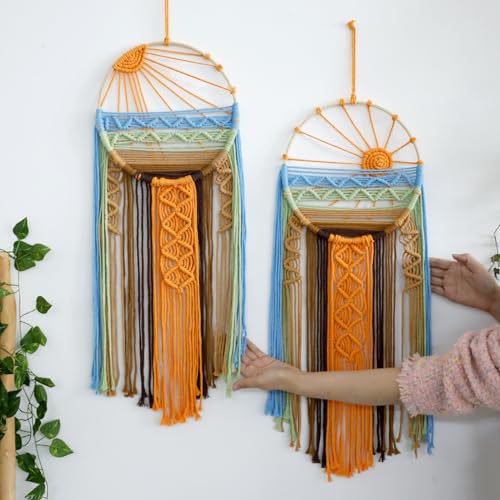 2 Pack Macrame Hanging Tapestry Sun Wall Decor (2 Pcs)