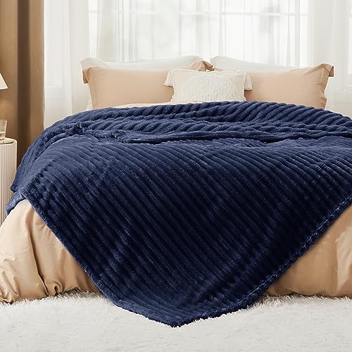 Soft Cal King Size Blanket for Bed Navy Blue 102"x96" (Navy / California King)