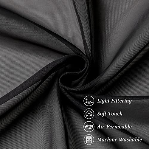 Extra Long Black Sheer Curtains 144 inch 2 Panels Set (Black / 42"W x 144"L (Pack of 2))