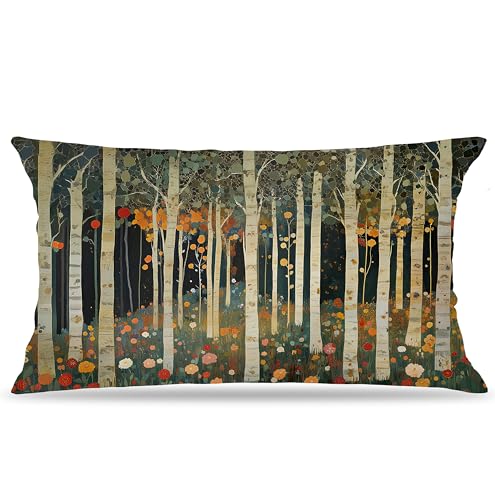 Rustic William Morris Inspired Autumn Forest Decor Pillow Covers 12x20 (Forest-orange 09 / 20" x 12" (Pack of 1))