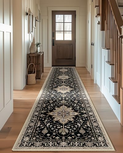 Washable Area Rug (Black/Neutral / 2' x 10' (Rectangular))