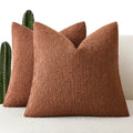 Decorative Textured Boucle Throw Pillow Covers 22x22 Red Taupe (22" x 22" (Pack of 2) / Coconut Shell)
