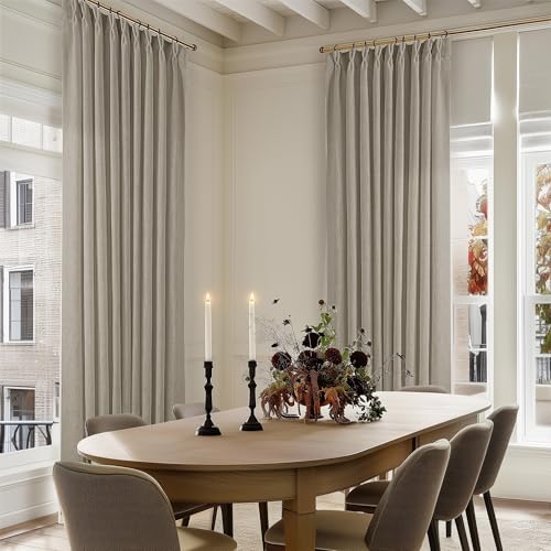 Burlywood Pinch Pleat Linen Curtains 120 Inches Long 60 Inch Wide (Burlywood Birch / 60"W x 120"L (Pack of 1))