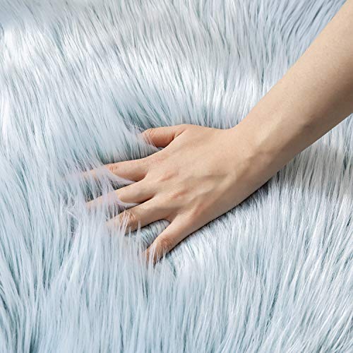 Ashler Faux Fur Rug (7' x 5' (Rectangular) / R-frosted Bottom Turquoise)