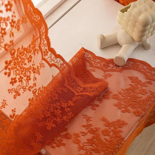 Vintage Lace Curtains 90 Inches Long (Burnt Orange / 52"W x 90"L (Pack of 2))