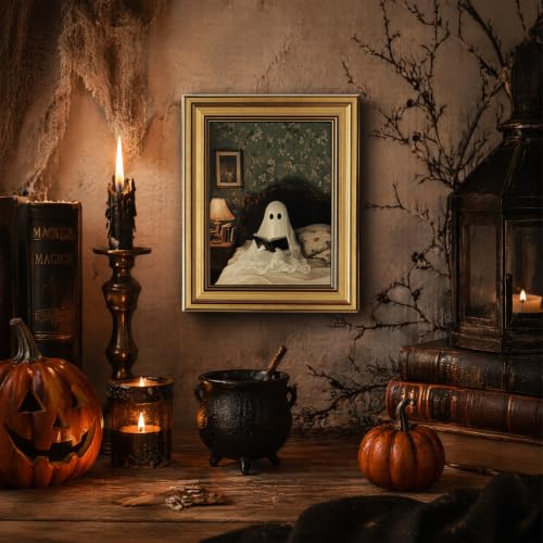 Gold Framed Halloween Canvas Wall Art (37-Halloween Ghost / 8x10)