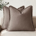 Decorative Linen Fringe Throw Pillow Covers 26×26 Light Coffee (26" x 26" (Pack of 2) / Malt Ball)