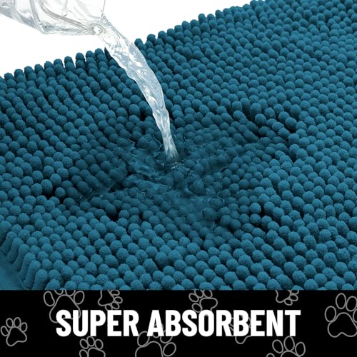Dog Door Mat for Muddy Paws (59"X35" / Atlantic Blue and White)