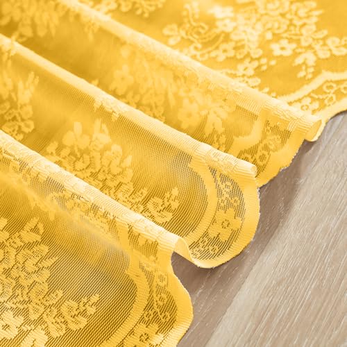 Vintage Lace Curtains Short (Mustard Yellow / 26"W x 30"L (Pack of 2))