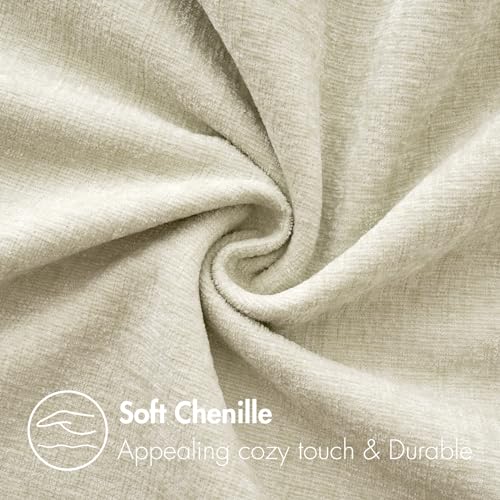 Soft Chenille Throw Pillow Covers Cream 20x20 Inch Pack of 2 (20" x 20" (Pack of 2) / Cream)
