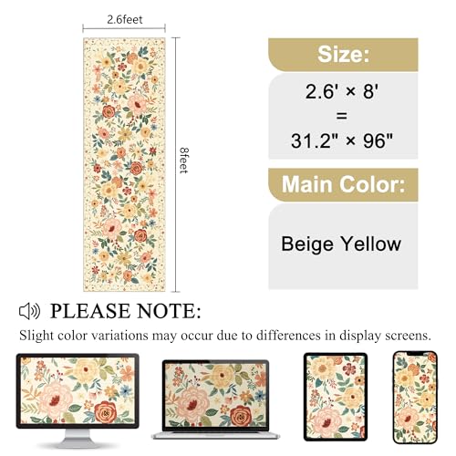 2.6x8 Hallway Runner Rug (Beige Yellow / 2'6" x 8' (Rectangular))