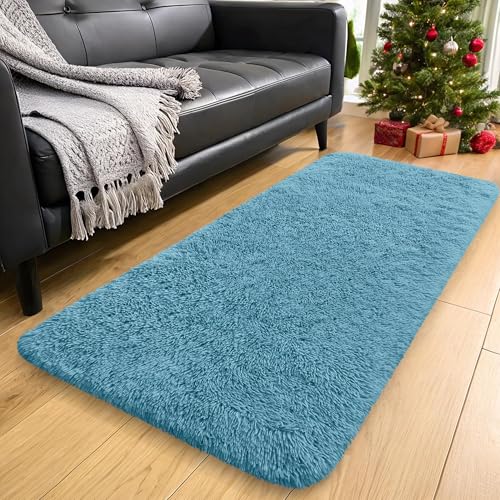 2x5 Machine Washable Runner Rugs for Hallway (2x5 Ft / Slate Blue)