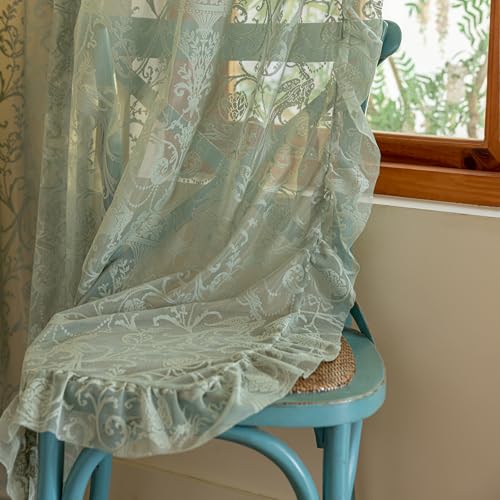 Sage Green Lace Kitchen Curtains (59"W x 45"L (Pack of 2) / Sage Green)