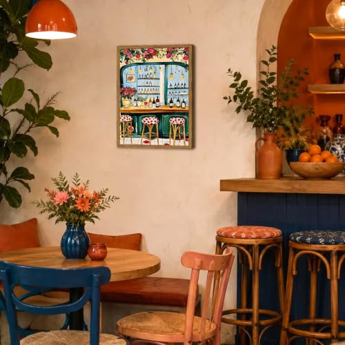 Framed Trendy French Bar Wall Art (Vibrant Bar / 24"L x 16"W)