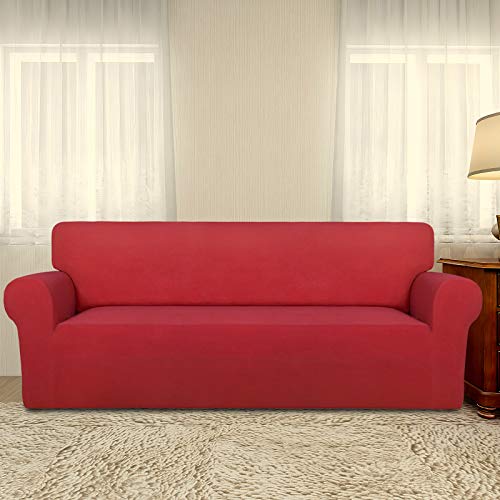 Stretch Oversized Couch Covers Fleece Sofa Slipcovers Red (X-Large Oversized Sofa / Red)
