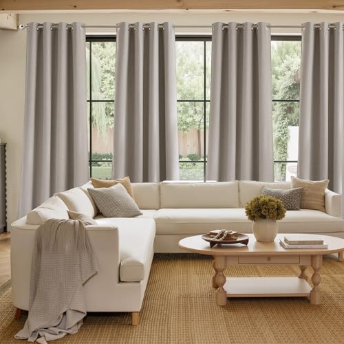 Short Faux Linen Angora Blackout Curtains 63 inches Long (Linen Angora / 42"W x 63"L (Pack of 2))